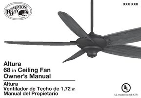 Hampton Bay 68068 Altura 68 in Ceiling FanOM Ceiling Fan Operating Manual